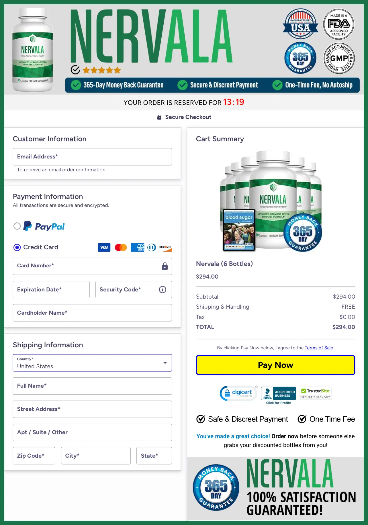 Nervala Official Website Secure Order Page